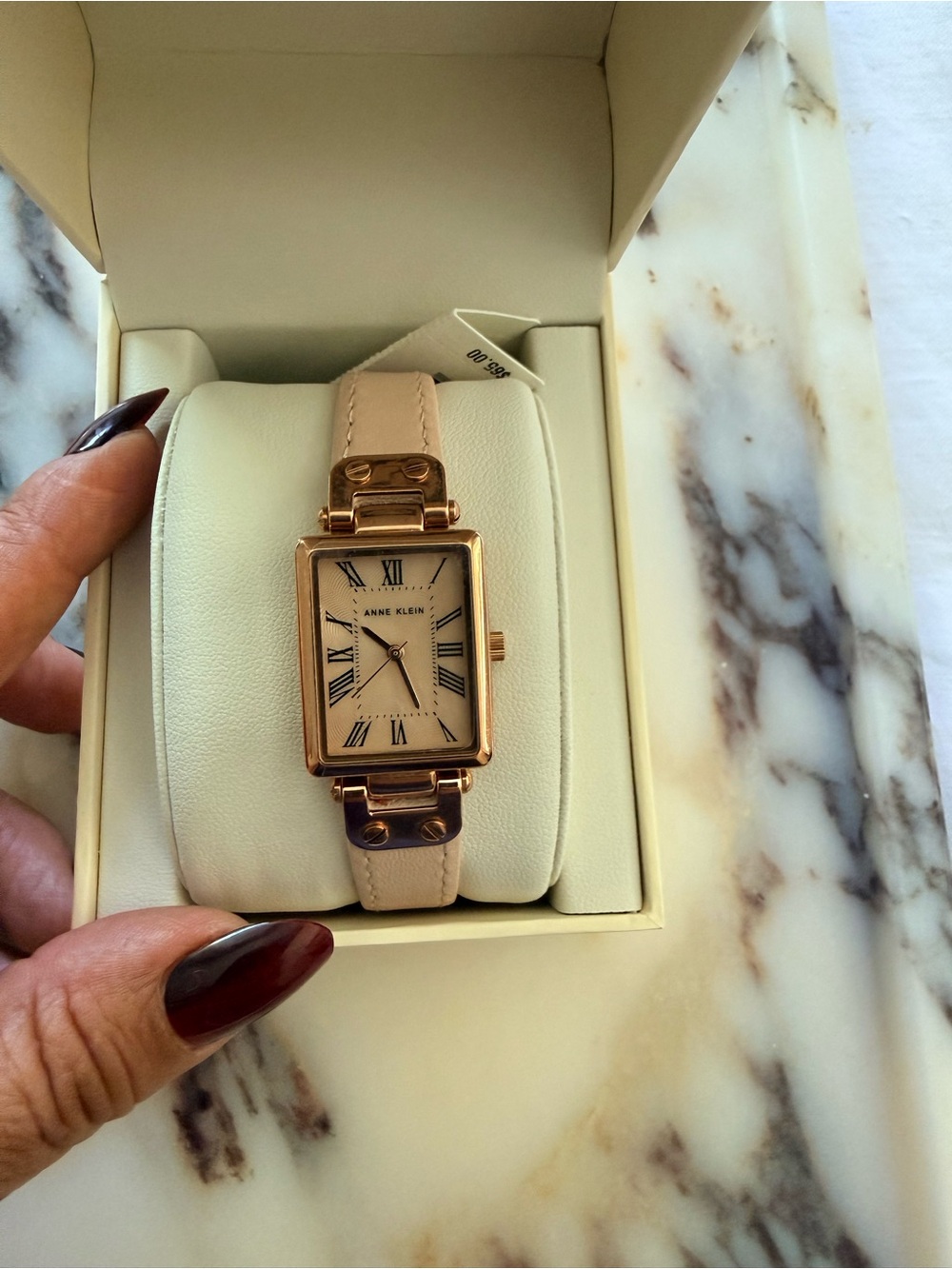 Anne Klein Rose Gold-Tone Case with Blush Leather Band Watch
